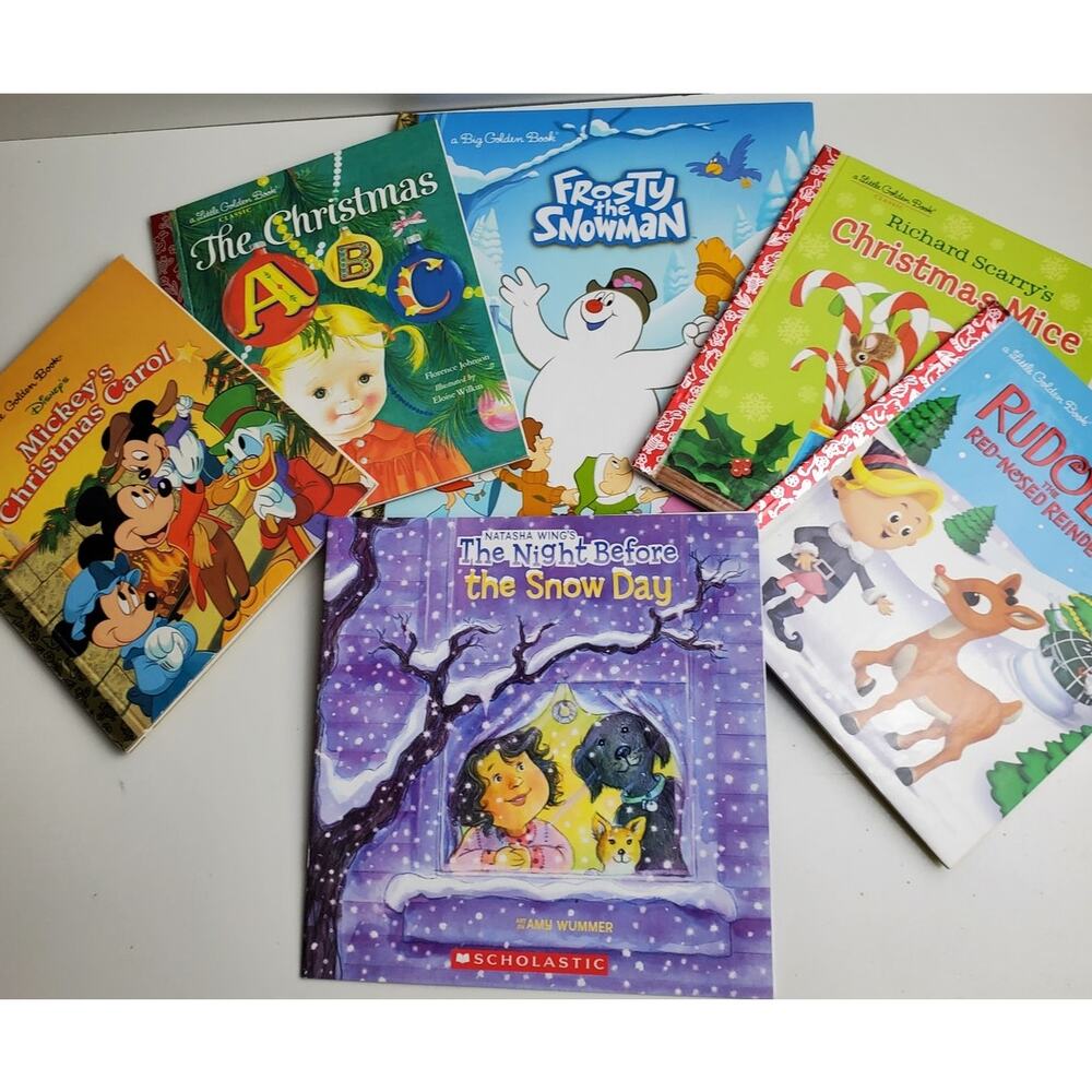 Golden Books Mixed Lot of 6 Classic Christmas & Snow Day Children's Story Books